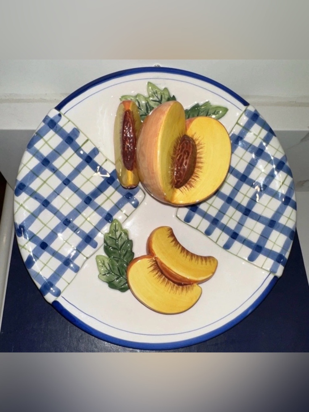 Bella Casa Fruit Wall Plate 3 D By Ganz Peaches  8" Diameter Decorative